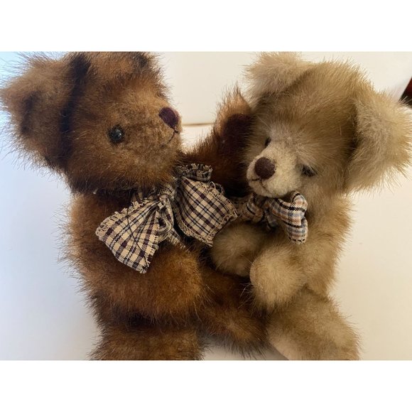 Unipak Design Two Brown Teddy Bears Stuffed  9" - Picture 7 of 12